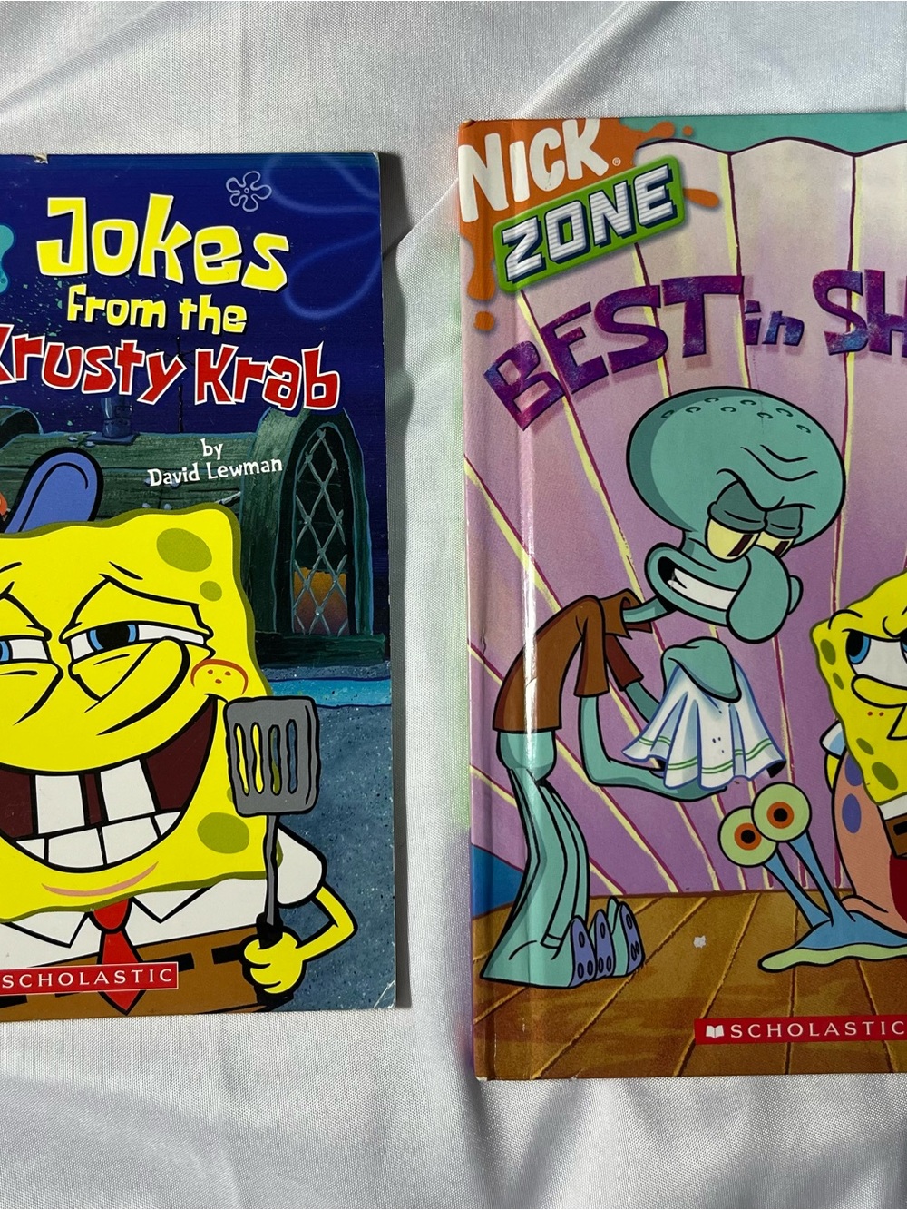 Vintage SpongeBob Book Lot 2 Nickelodeon Scholastic Krusty Krab Jokes Y2K
